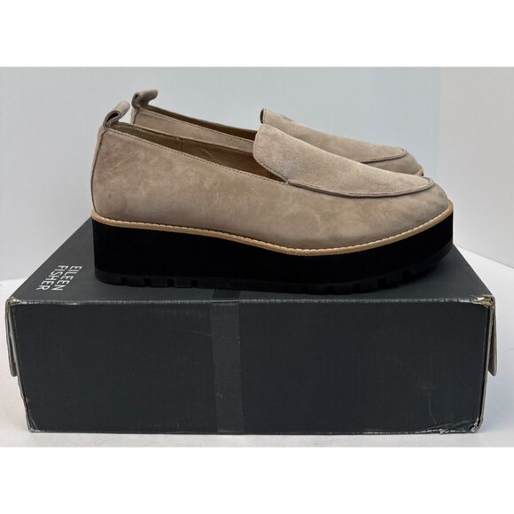 Eileen Fisher Womens Ells-Su Platform Loafer Earth Suede Size 8 - Picture 1 of 11